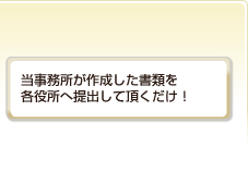 当事務所が作成した書類を各役所へ提出して頂くだけ！