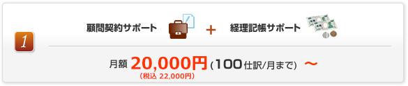 顧問契約サポート+経理記帳サポート　月額21000円（100仕訳/月まで）～